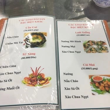 Thực đơn- Quán Ăn Hải Sản Phú Lộc