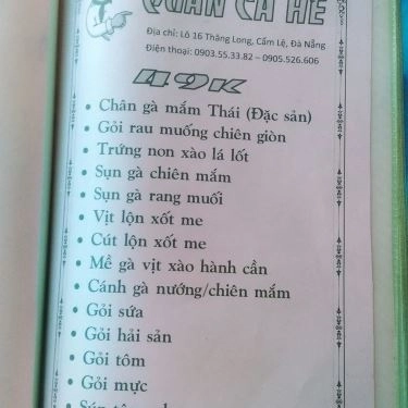 Thực đơn- Cá Hề - Quán Ăn Đồng Giá 49K