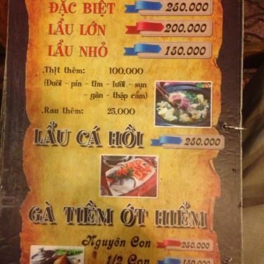 Thực đơn- Quán Ăn Cá Hồi Quán - Quán Nhậu