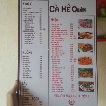 Thực đơn- Quán Ăn Cà Kê Quán - Lẩu, Nướng & Đồ Nhậu