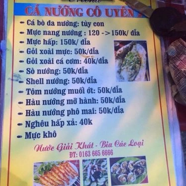 Thực đơn- Quán Ăn Cá Nướng Cô Uyên 2