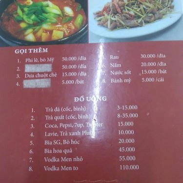 Thực đơn- Quán Ăn Cà Te Quán - Bò Nhúng Me
