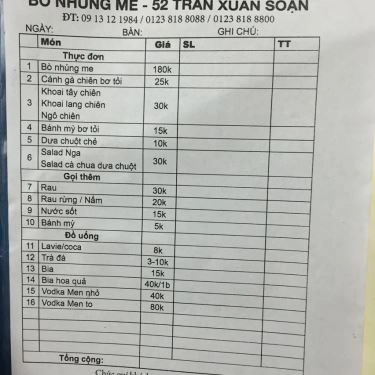 Tổng hợp- Quán Ăn Cà Te Quán - Bò Nhúng Me