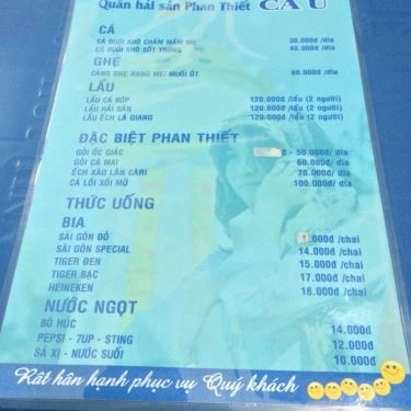 Thực đơn- Quán Ăn Ca Ù Quán - Đặc Sản Phan Thiết