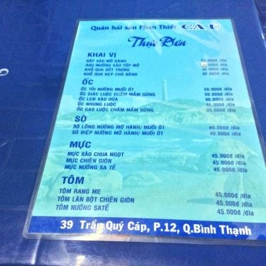 Thực đơn- Quán Ăn Ca Ù Quán - Đặc Sản Phan Thiết
