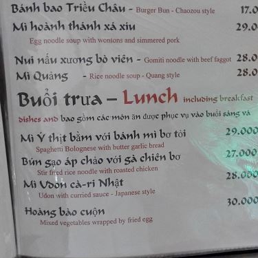 Thực đơn- Quán Ăn Căn Tin - Trường Đại Học Quốc Tế