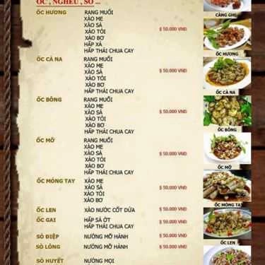 Thực đơn- Quán Ăn Càng Ghẹ Quán