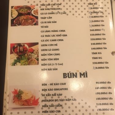 Thực đơn- Nhà Hàng Cánh Buồm Restaurant