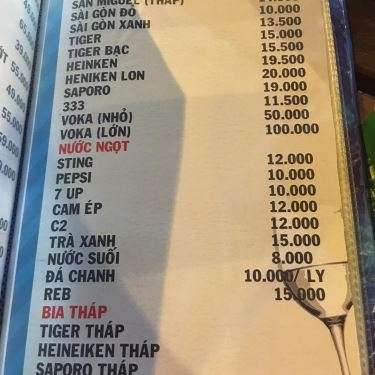 Thực đơn- Quán Ăn Cánh Đồng Quán - Phạm Văn Đồng