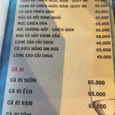 Thực đơn- Quán Ăn Cánh Đồng Quán - Phạm Văn Đồng