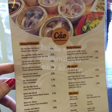 Thực đơn- Quán Ăn Cảo - Dimsum Đường Phố - Phố Huế