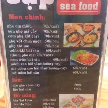 Thực đơn- Quán Ăn Cạp - Seafood - Đặng Văn Ngữ
