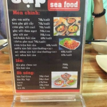 Thực đơn- Quán Ăn Cạp - Seafood - Đặng Văn Ngữ