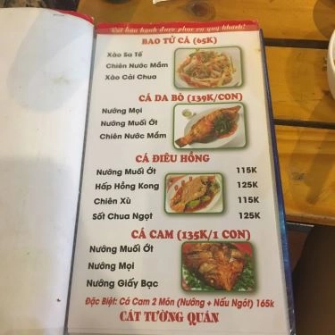 Thực đơn- Quán Ăn Cát Tường Quán - Hải Sản Tự Chọn