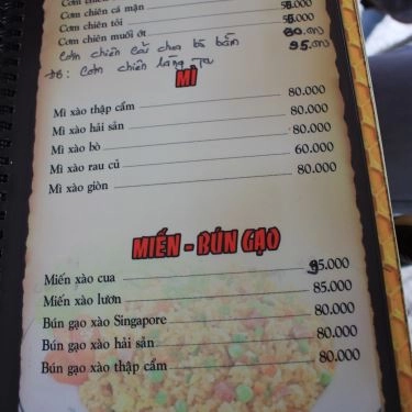 Thực đơn- Quán Ăn Câu Cá Giải Trí Làng Ta - Đường Số 11