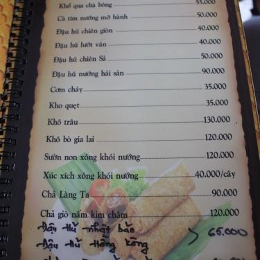 Thực đơn- Quán Ăn Câu Cá Giải Trí Làng Ta - Đường Số 11