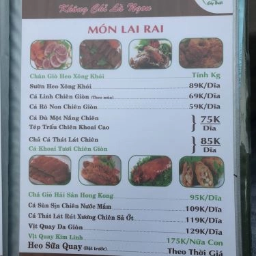 Thực đơn- Nhà Hàng Cây Bưởi 3 - Quán Ăn Gia Đình