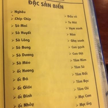 Thực đơn- Quán Ăn Cây Dừa II - Đặc Sản Vùng Miền