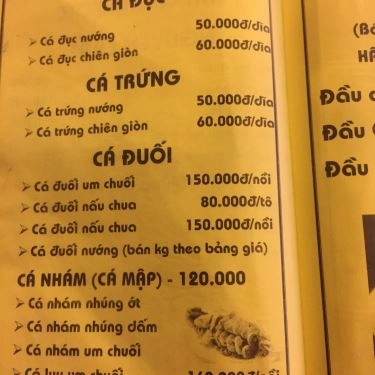 Thực đơn- Quán Ăn Cây Dừa II - Đặc Sản Vùng Miền