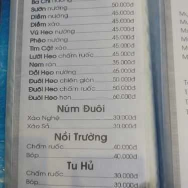 Thực đơn- Quán Ăn Cây Gòn Quán