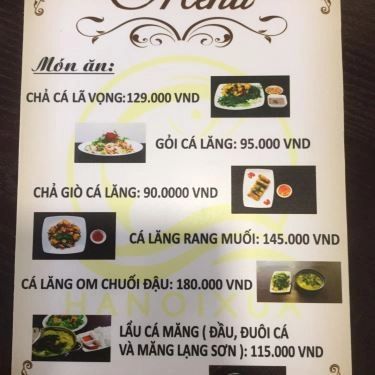 Thực đơn- Quán Ăn Chả Cá Hà Nội Xưa