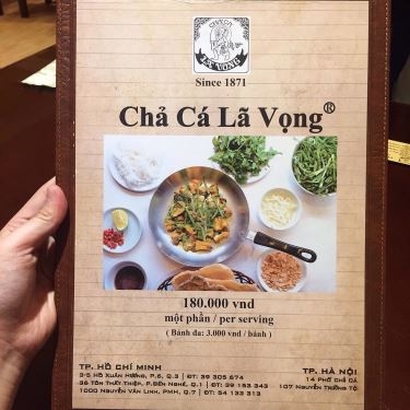 Thực đơn- Nhà Hàng Chả Cá Lã Vọng - Hoa Phượng