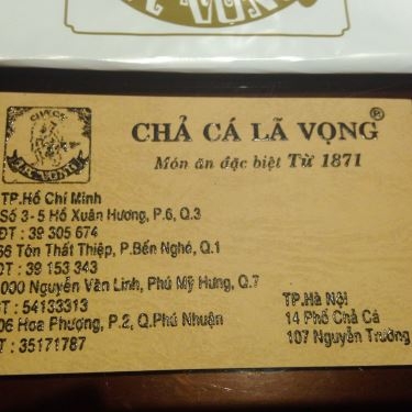 Thực đơn- Nhà Hàng Chả Cá Lã Vọng - Hoa Phượng