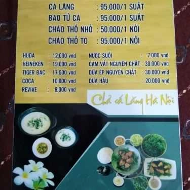 Thực đơn- Quán Ăn Chả Cá Lăng Hà Nội