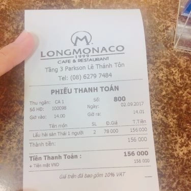Thực đơn- Quán Ăn Chấm Đỏ - Parkson Hùng Vương