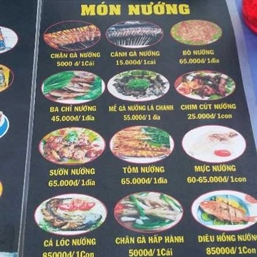 Thực đơn- Quán Ăn Chân Gà Nướng Hai Còi
