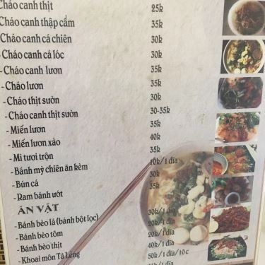 Thực đơn- Quán Ăn Cháo Canh Bát Bảo
