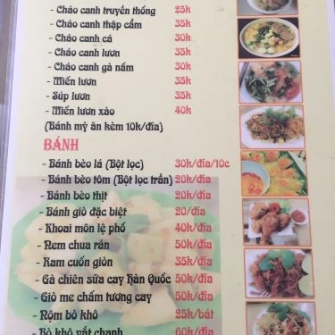 Thực đơn- Quán Ăn Cháo Canh Bát Bảo