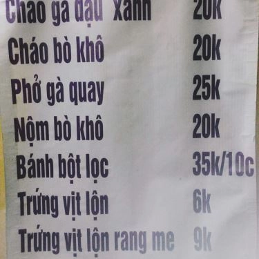 Thực đơn- Quán Ăn Cháo Đậu Xanh Bạch Mai