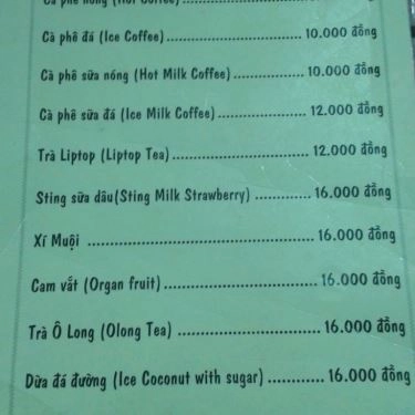 Thực đơn- Quán Ăn Cháo Ếch Singapore Billy