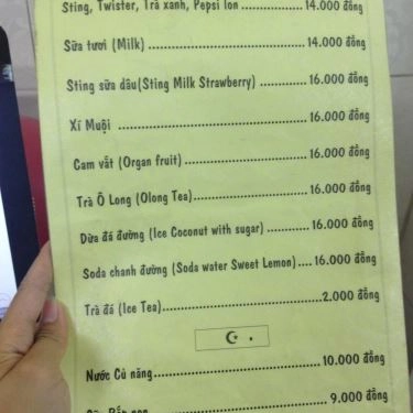 Thực đơn- Quán Ăn Cháo Ếch Singapore Billy