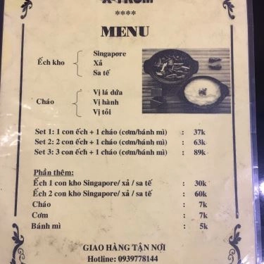 Thực đơn- Quán Ăn X-Trum - Cháo Ếch Singapore