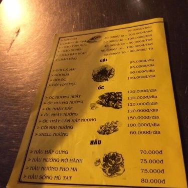 Thực đơn- Quán Ăn Cháo Hải Sản