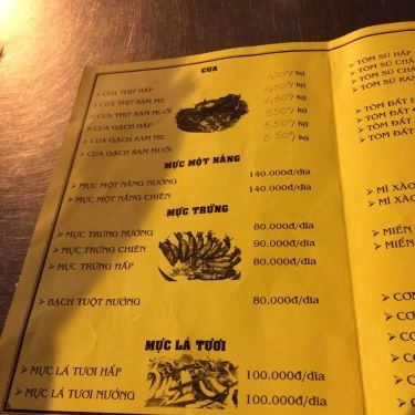 Thực đơn- Quán Ăn Cháo Hải Sản