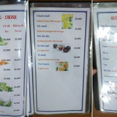 Thực đơn- Quán Ăn Cháo Ngọc Bích
