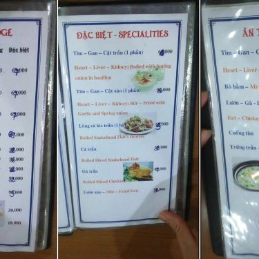 Thực đơn- Quán Ăn Cháo Ngọc Bích