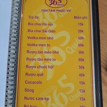 Thực đơn- Quán Ăn 365 Quán - Cháo Ngon & Lẩu Ngon