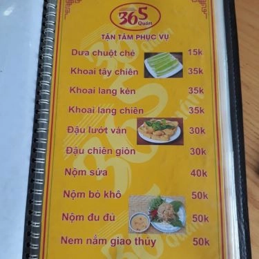 Thực đơn- Quán Ăn 365 Quán - Cháo Ngon & Lẩu Ngon