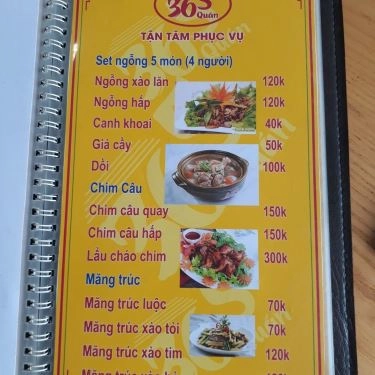 Thực đơn- Quán Ăn 365 Quán - Cháo Ngon & Lẩu Ngon