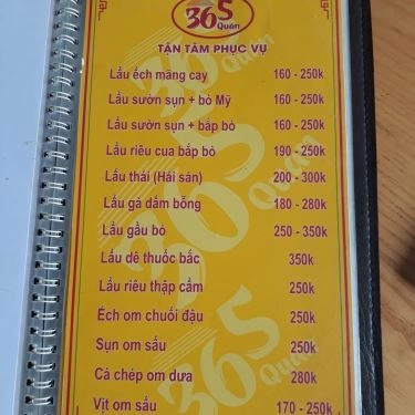 Thực đơn- Quán Ăn 365 Quán - Cháo Ngon & Lẩu Ngon
