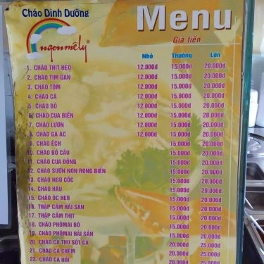 Thực đơn- Quán Ăn Cháo Dinh Dưỡng Ngon Mê Ly - Lê Hồng Phong