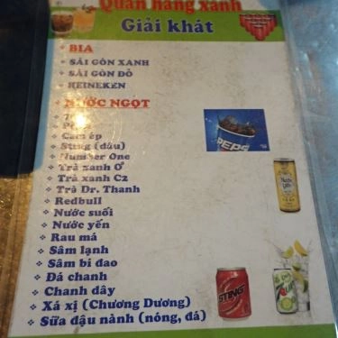 Thực đơn- Quán Ăn Cháo Trắng Hàng Xanh