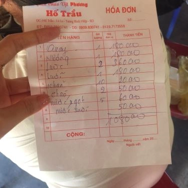 Thực đơn- Quán Ăn Cháo Vịt Hố Trầu