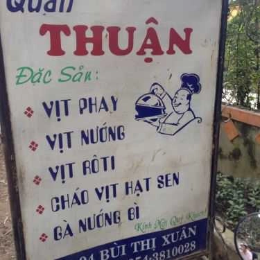 Thực đơn- Quán Ăn Cháo Vịt Thuận