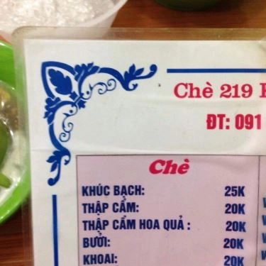 Thực đơn- Quán Ăn Chè 219 - Khâm Thiên