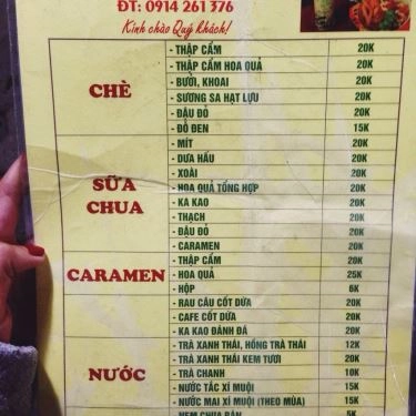 Thực đơn- Quán Ăn Chè 219 - Khâm Thiên